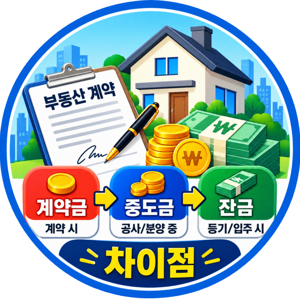 부동산 계약금 중도금 잔금의 차이