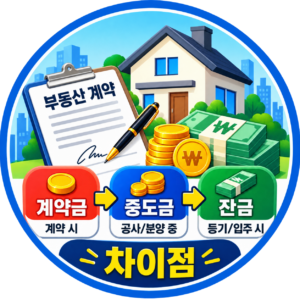부동산 계약금 중도금 잔금의 차이