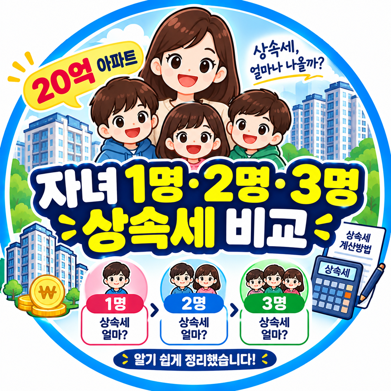 20억 아파트 다자녀 상속세 비교