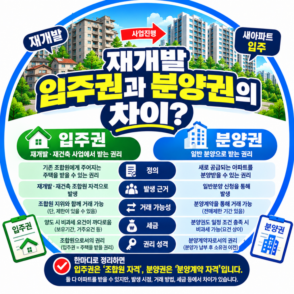 재개발 입주권과 분양권의 차이?